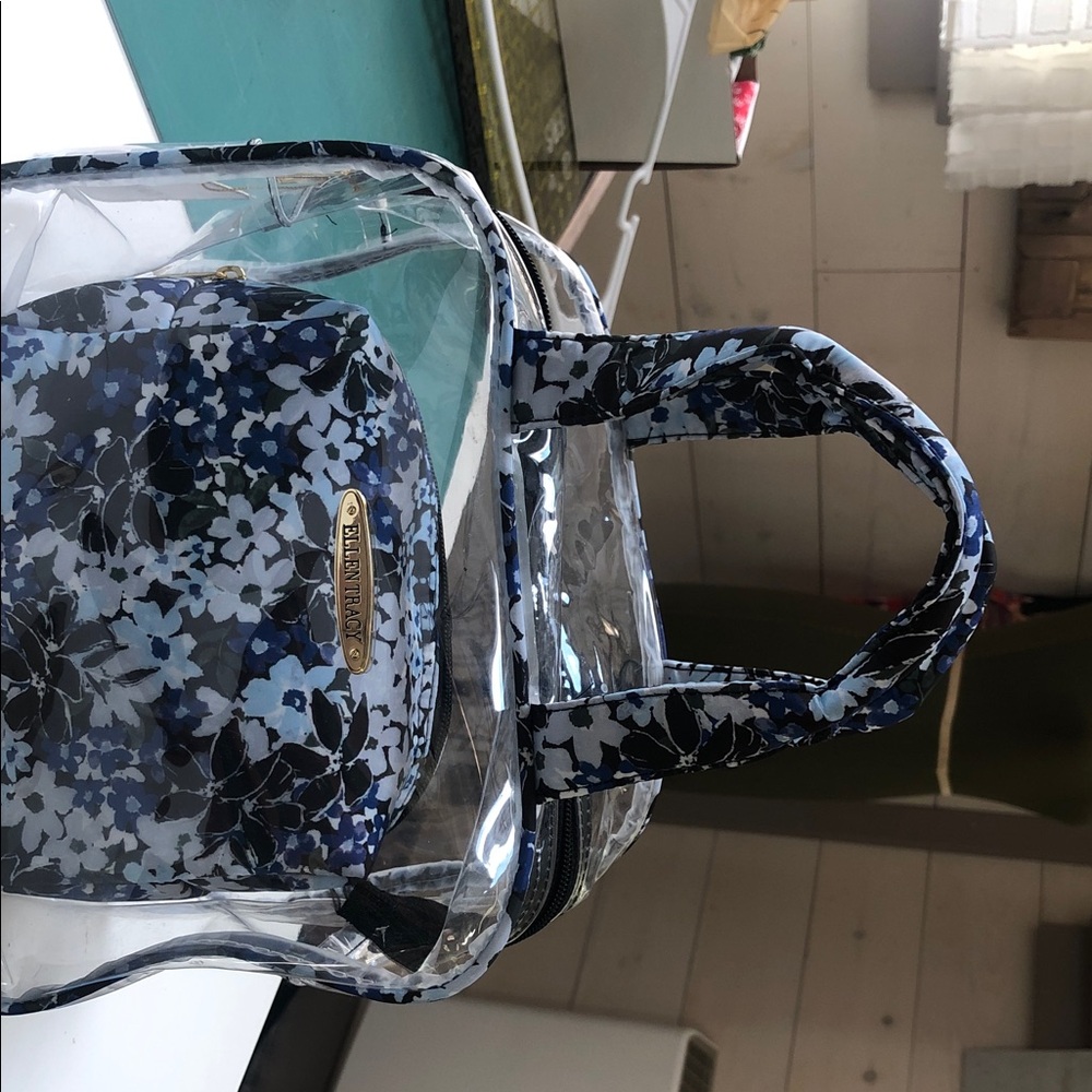 Ellen Tracy Clear Floral Cosmetic Bag Set